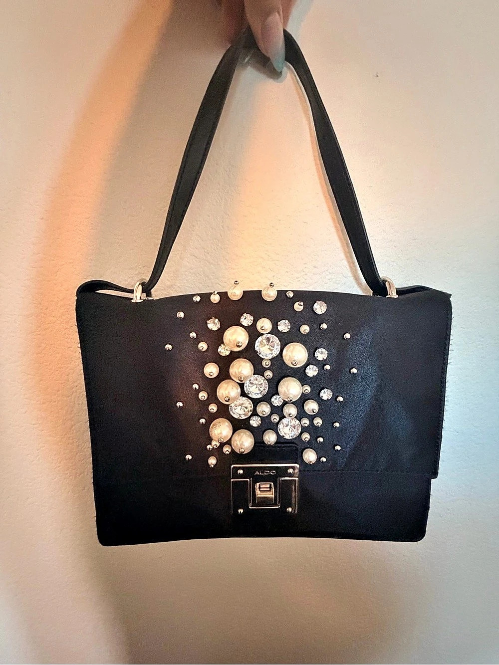 ALDO Embellished Shoulder Bag in Black